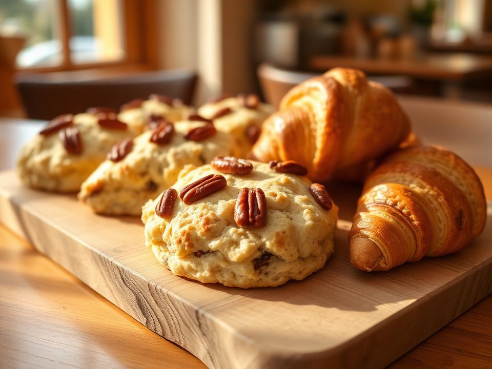 Maple pecan scones and croissants