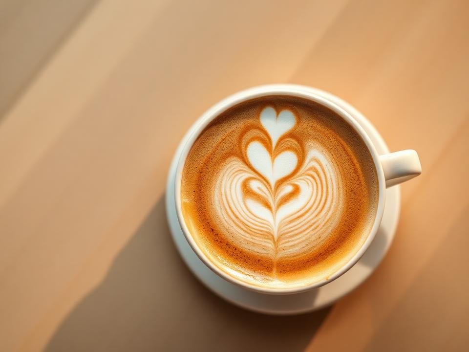 Cappuccino with latte art at Beluna Cafe